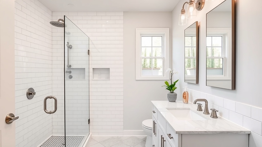 Freshly remodeled bathroom with new tile shower walls, updated vanity, and modern fixtures in a Harker Heights TX home