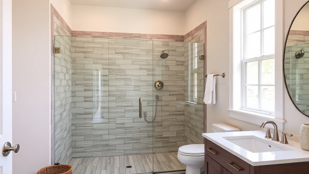 Newly remodeled bathroom with tiled shower and updated vanity in a Nolanville TX home