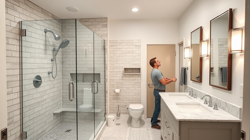 Newly remodeled bathroom in a Temple TX home with tiled walk-in shower, modern vanity, and updated fixtures
