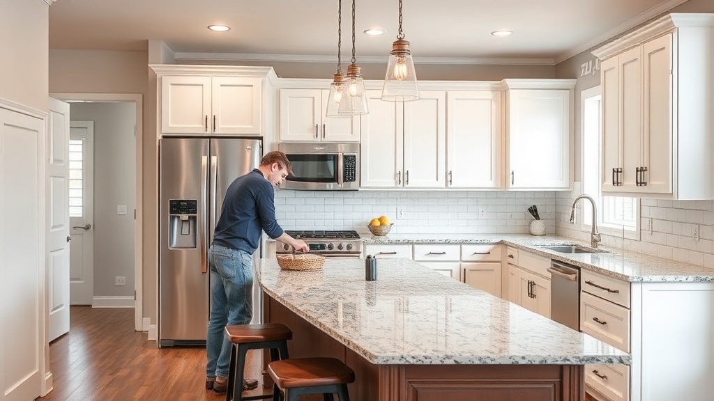 Professional kitchen remodeling in a Copperas Cove TX home with new white cabinets and granite countertops