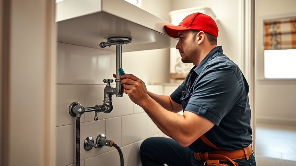Licensed plumber replacing a bathroom faucet in a Copperas Cove TX residential home