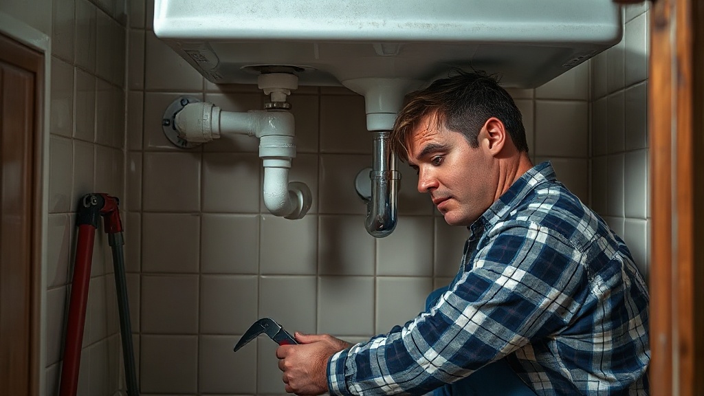 Plumber replacing a fixture under a sink in a historic Lampasas TX home